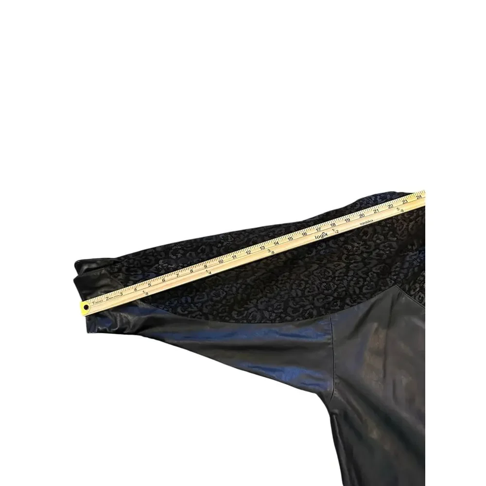 VTG 90’s Sarah Taylor Leather & Leopard Print Long Coat – Size L HolidayGift - Picture 9 of 10